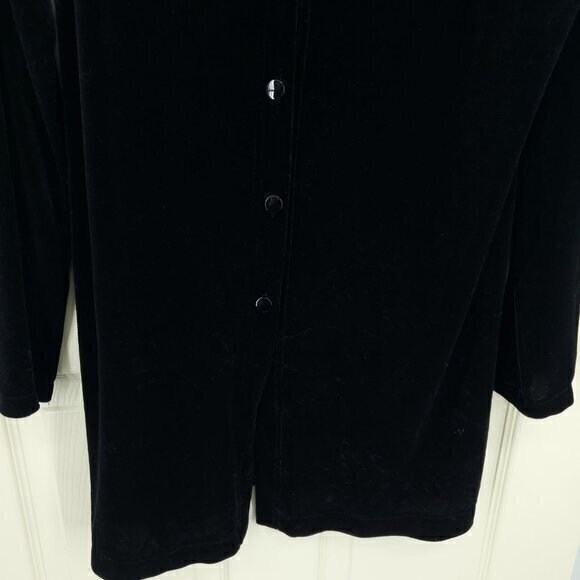 VTG 90s Harve Benard Button Front Velvet Tunic/Mini Dress L Black - Picture 11 of 16